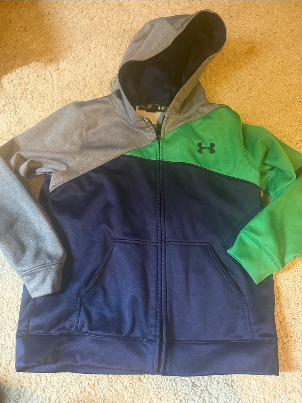 Under Armour Hooded Full-Zip Sweatshirt - Navy, Gray & Green